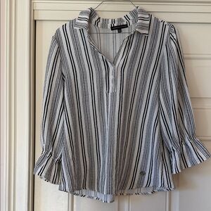 Adrienne Vittadini Black and White Striped Blouse